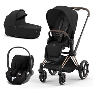 Cybex Priam V4 stroller set 3in1 Sepia Black, Rose Gold with Cloud T Plus Sepia Black - Cybex