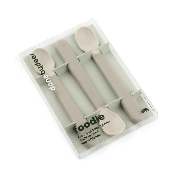 Done by Deer Foodie easy-grip baby spoon 3-pack Sand - Done by Deer