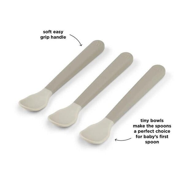 Done by Deer Foodie easy-grip baby spoon 3-pack Sand - Done by Deer