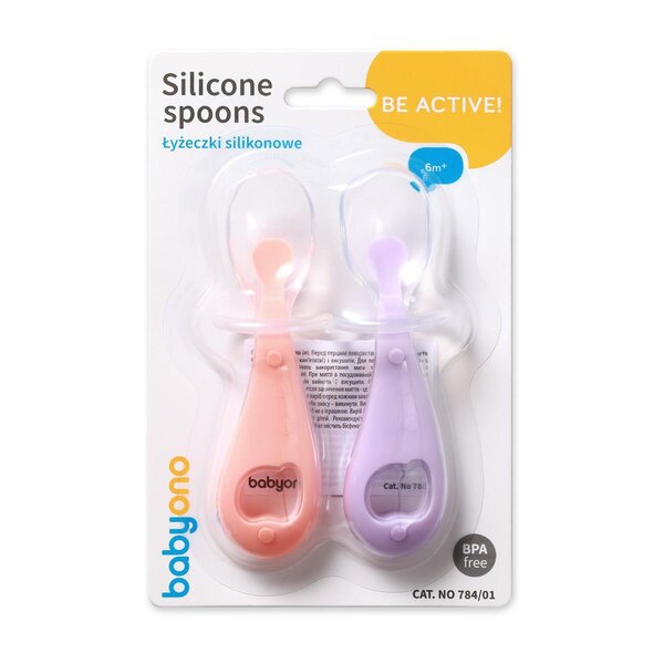 BabyOno silicone spoons 2pcs Pink/Purple - BabyOno