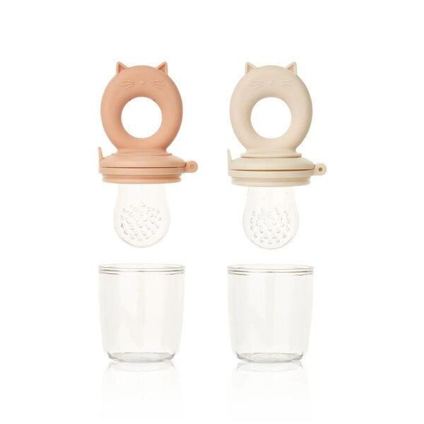 Liewood Miranda Cat Shape Food Feeder 2-Pack, Tuscany rose / Apple blossom - Liewood