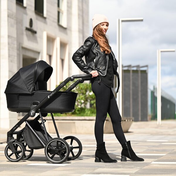 Nordbaby Active Lux kомплект коляски Black & White, Chrome Black - Nordbaby