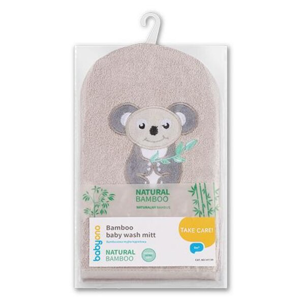 BabyOno bamboo baby wash mitt Grey - BabyOno